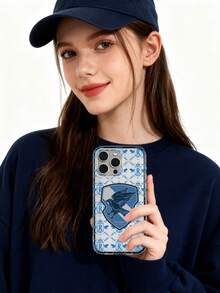 HARRY POTTER X SHEIN Transparent Wizarding School Style Eagle-Inspired Printed 2-In-1 Phone Case, Compatible With IPhone, Black Shockproof Border Double Protection Phone Case, Wizard Fashionable Style, Suitable For Magic Enthusiasts For Daily Use Or As A Gift. Phone Case Compatible With IPhone 17 / Air / 17 Pro / 17 Pro Max - Clear - View 8