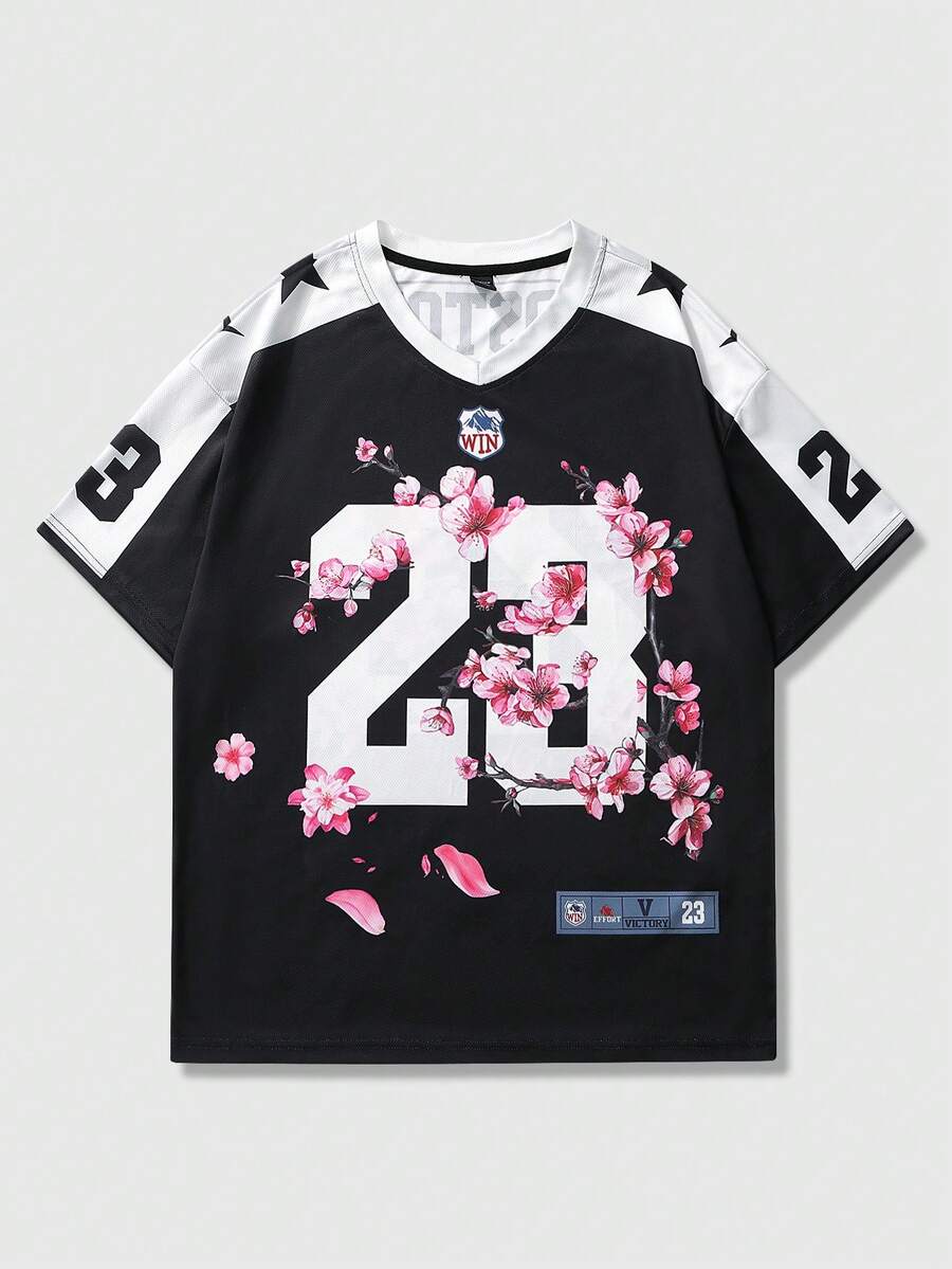 ROMWE MEN Prep 男士标语印花短袖T恤，适合日常穿着，春夏款 - 彩色 - 查看 1