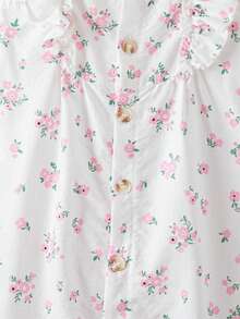 Souflis Souflis Baby Girls Toddler Vertical Striped Bow Print Square Neck Ruffle Hem Sleeveless Romper, Suitable For Spring/Summer Outings, Vacation, And Everyday Wear - Multicolor - View 7