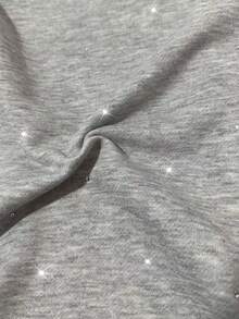 GlowEve CURVE GlowEve Damen Mode Große Größen Strass Dekor Hohe Taille Kordelzug Locker Gerade Bein Jogginghose, Herbst - Hellgrau - Übersicht 3