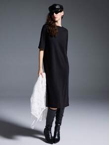 Conjunto de 2 piezas de camiseta de mujer minimalista con encaje - Negro - Ver 5