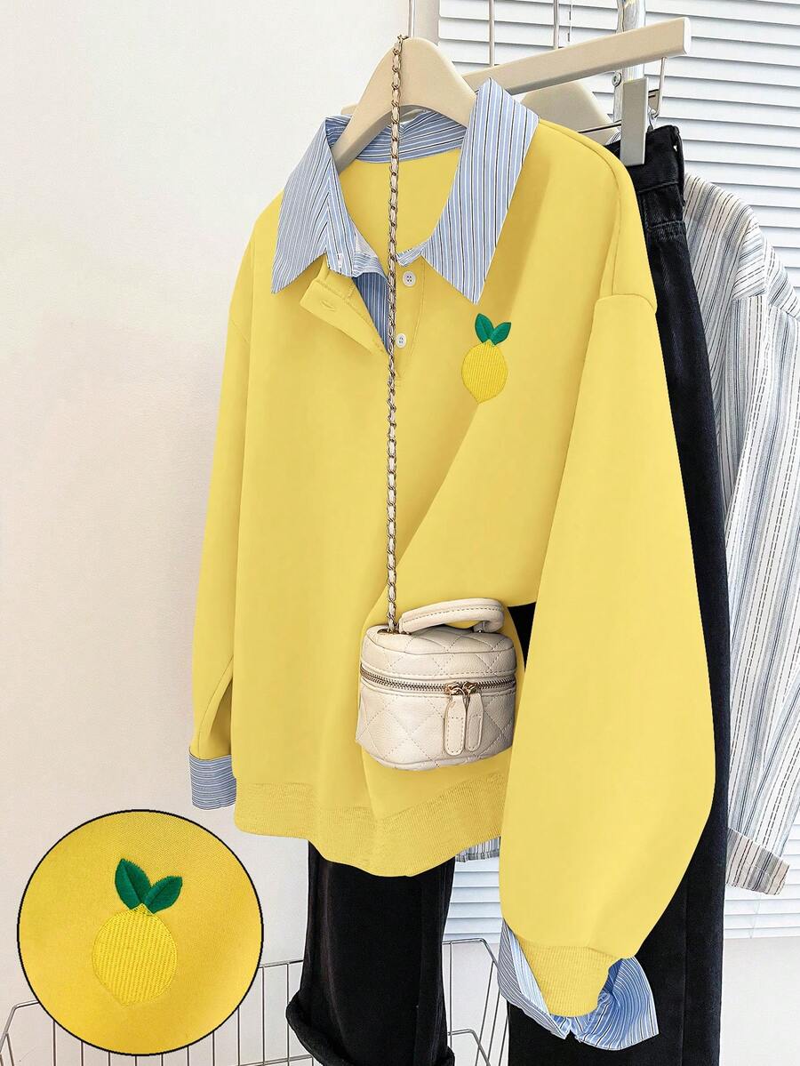 Resyla 秋冬新款休闲学院风女式卫衣 - 黃色 - 查看 1