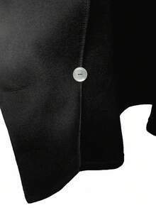 Pariaura 优雅独特的插肩宽松翻领双排扣尼龙夹克，秋冬 - 黑色 - 查看 7