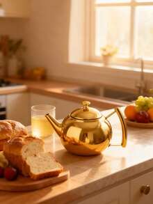1pc Stainless Steel Tea Kettle With Filter - Induction Cooker Compatible - Silvery/Golden Finish - Perfect For Coffee And Tea Lovers - Hotel Quality - Drinkware And Tea Accessories - Multicolor - View 5