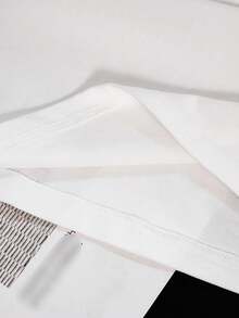 Betty Boop x SHEIN 女士休闲时尚街头风日常通勤卡通人物、豹纹、星星、字母图案短袖白色T恤，夏季 - 白色 - 查看 6