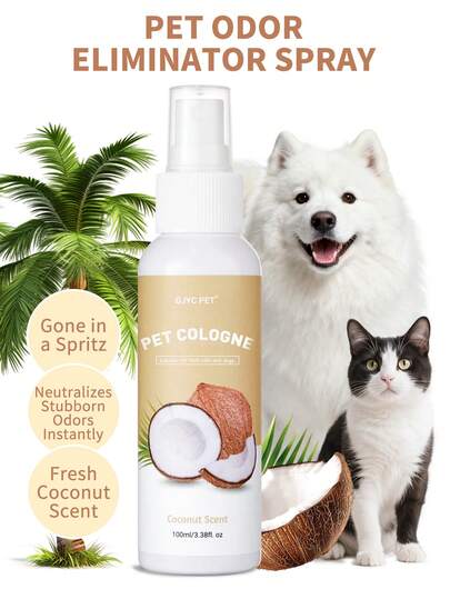 PETSIN Xịt khử mùi và nước hoa dừa cho thú cưng - 3,38 fl oz, nước hoa thơm lâu dài cho chó và mèo, khử mùi hôi giữa các lần tắm, công thức không thử nghiệm trên động vật