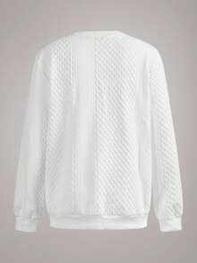 Officeau 男士秋季压纹印花圆领卫衣，春夏皆宜 - 白色 - 查看 2