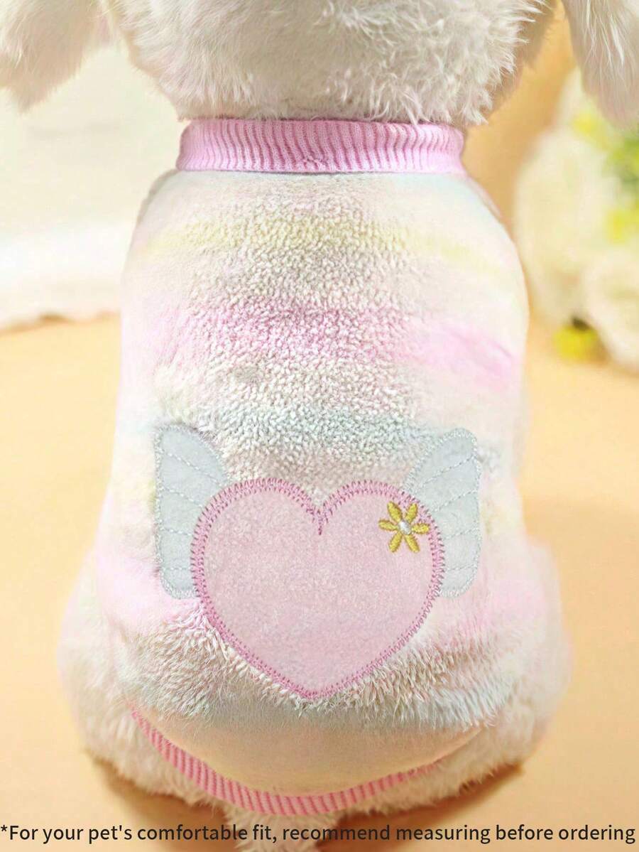 Cartoon Plush Warm Pet Clothes For Teacup Dogs, Puppies, Cats, Teddy, Pink Vest - Multicolor - View 1