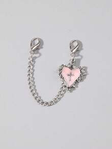 ROMWE 1pc Vintage Gothic Flame Cross Chain, Metal Heart Decor Chain, Crossbody Bag Strap Pendant, Suitable For Decorating Boots - Pink - View 2