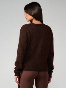 MISSGUIDED Cárdigan envolvente de punto acogedor con detalle de corbata, cuello en V, manga larga, suéter de otoño e invierno - Marrón Chocolate - Ver 2