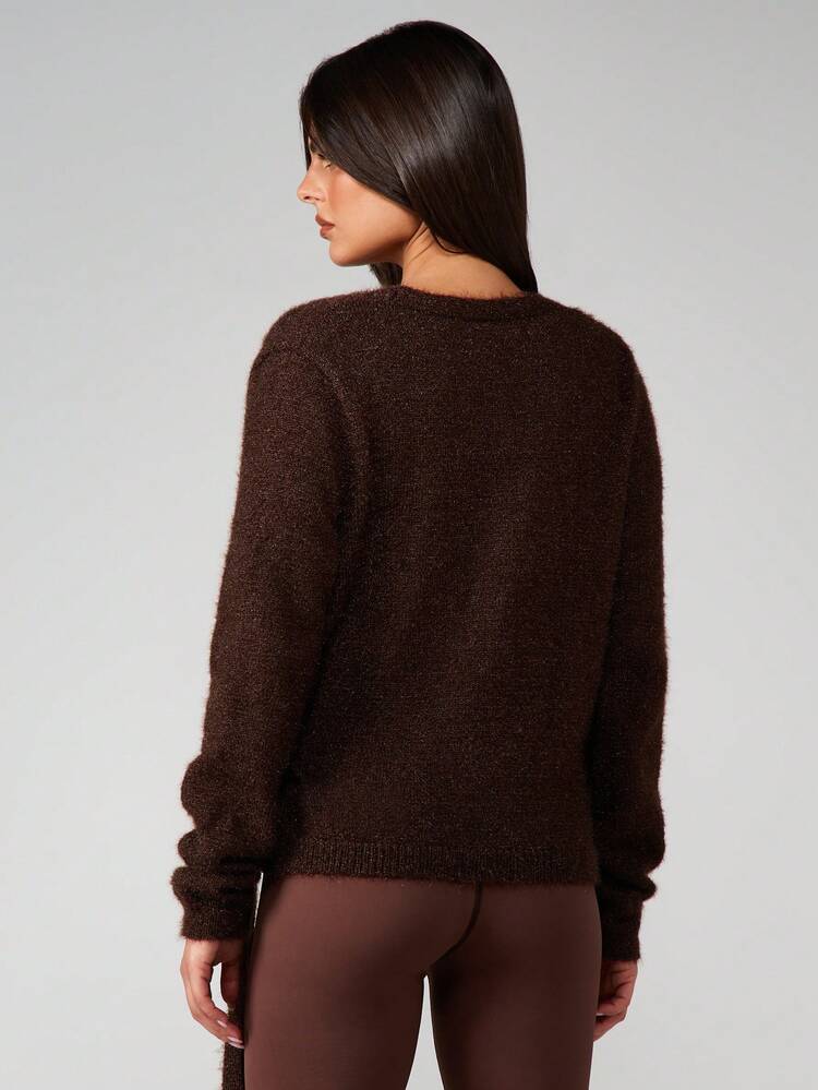 MISSGUIDED Cozy Knitted Wrap Over Cardigan With Tie Detail V-Neck Long Sleeve Fall Winter Sweater Jacket