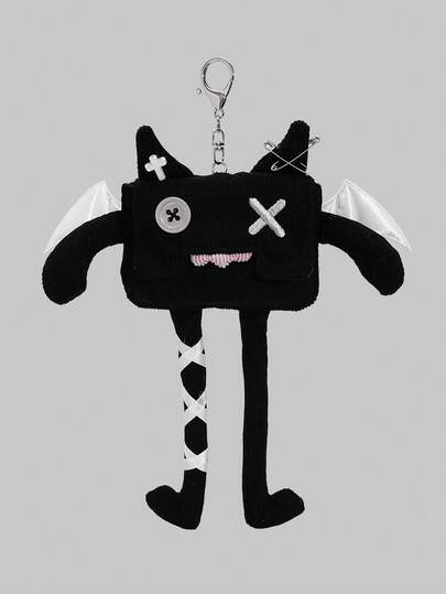 Goth 1 pieza Monedero de estilo gótico con diseño lindo y feo de diablillo 3D, decoración con ojos de botón y monstruo de patas largas, también se puede usar como decoración colgante de mochila con diseño de dibujos animados para Halloween o vuelta al colegio