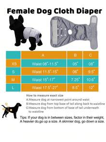 Gray Pet Diaper Washable Female Dog Harness Adjustable Straps Comfort Fit Small Medium Breed Heat Cycle Protection Anti Licking Design - Grey - View 7
