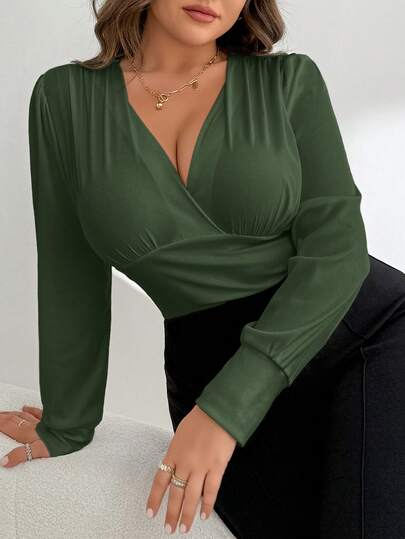 SHEIN Essnce Plus Size Women's Bodysuit, White Top, Cute Outfit, Out Top,Valentine Day Outfit Going Out Outfits Spring,Vacation Outfits Woman Going Out Tops Women,Coquette Tops Casual Tops Women