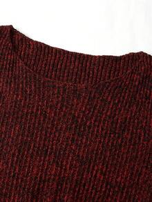 Ellevyn Đầm len dáng chữ A cổ tròn tay kẻ sọc thanh lịch, dáng ôm tôn dáng, thoải mái khi mặc hàng ngày vào mùa thu/đông - Màu Đỏ Sâu - Xem 4