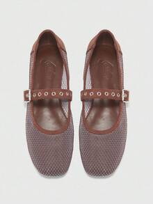 CUCCOO BIZCHIC Women's Buckle Design Casual Fashionable Flat Shoes - Brown - View 2