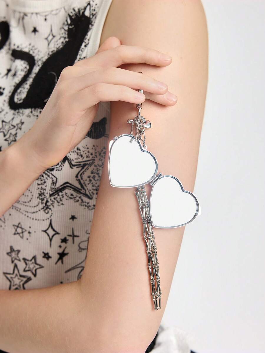 ROMWE Đồ trang trí treo sáng tạo Túi lưới đựng son môi Túi đựng son dưỡng môi bằng thép không gỉ Móc khóa kim loại Quà tặng cho phụ nữ Quà tặng cho nam giới - Bạc - Xem 1