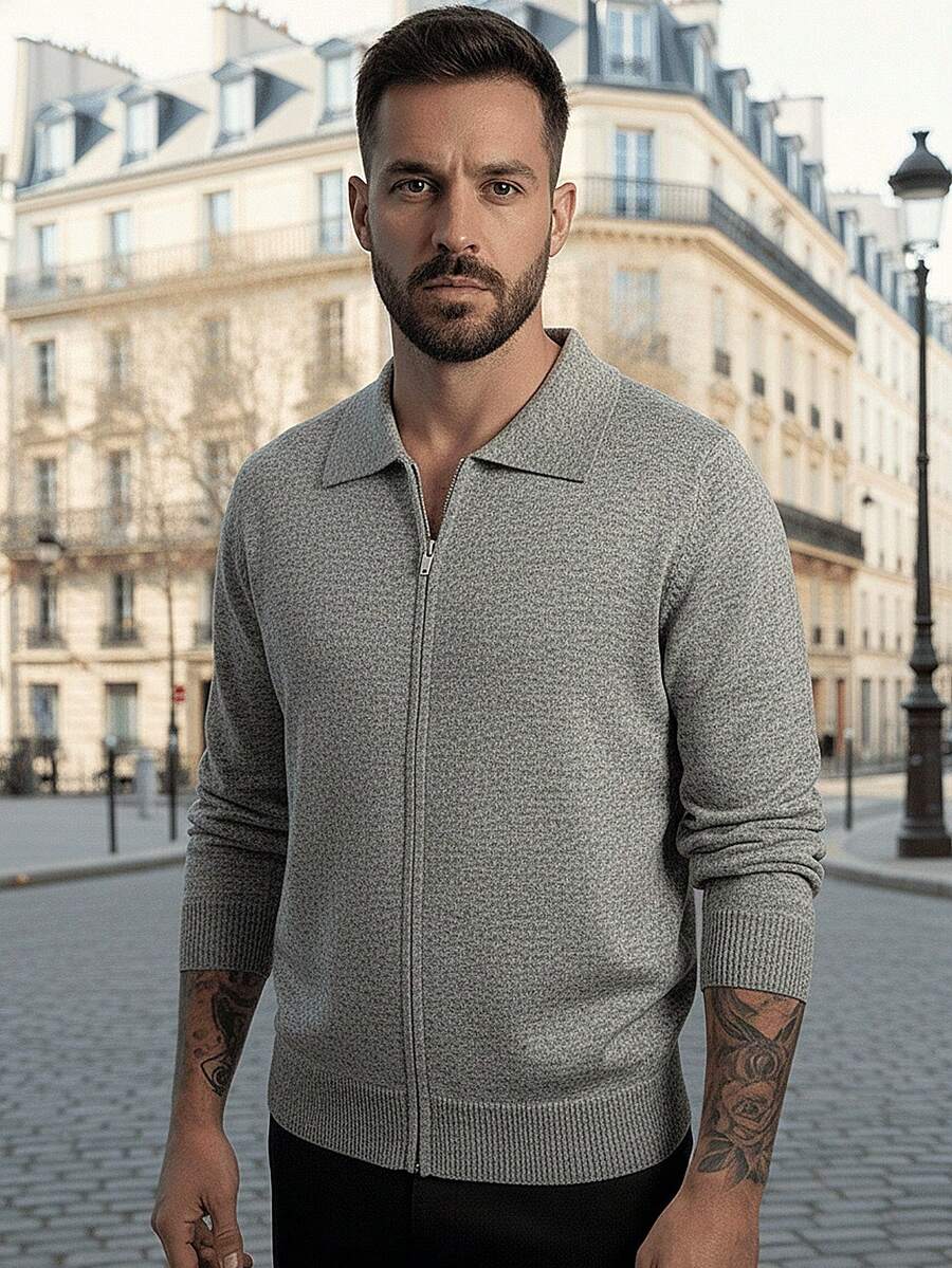 Men Cardigans - Grey - View 1