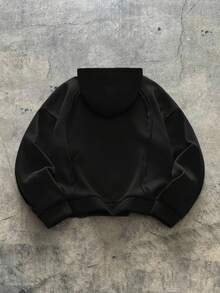 AXEPEAK 男士连帽宽松长袖套头衫，秋冬款 - 黑色 - 查看 2