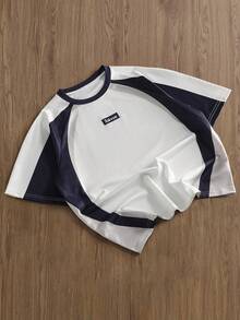 TOKVUE T-shirt à imprimé lettres et blocs de couleurs pour homme - Blanc - Voir 4