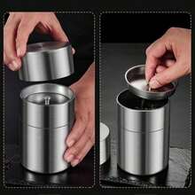 1pc 304 Stainless Steel Airtight Canister, Food Dry Fruit Storage Container, Grain And Tea Leaves Canister, Kitchen And Outdoor Supplies - Silver - View 6