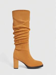Daringsoles Giày bốt cao gót mũi nhọn xếp ly thời trang Sunrise đa năng cho nữ - Cà phê nâu - Xem 7