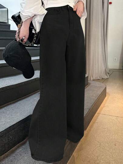 DAZY 宽松高腰显瘦直筒牛仔裤，简约百搭，舒适九分裤，女士款