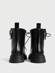 Sugerpunk Women's Fashionable Versatile Lace-Up Ankle Boots For Christmas - Black - View 3