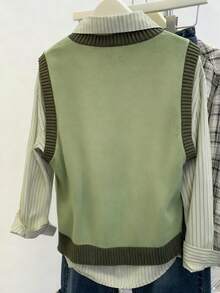 Franclia Women's Casual Knitted Vest With Knight Embroidery, Autumn/Winter