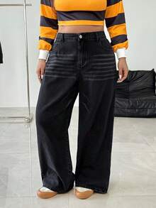 Jeanoix Jeans amples et décontractés, lavés, sans stretch, pour femmes grandes tailles, style Y2K polyvalent