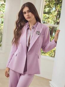 MOTF PREMIUM Áo khoác blazer cổ cao tay dài dành cho nữ, mùa thu/đông - Màu tím  Violet - Xem 4