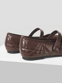 MOTF WOMEN PU LEATHER QUILTED FLATS FOR CHRISTMAS - Coffee Brown - View 8