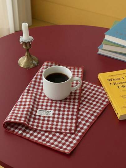 Joivida 1 件复古红格子桌布、餐垫、杯垫、食物摆放背景布、家居装饰