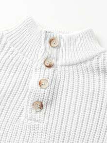 Manfinity Homme Men's Stand Collar Button Long Sleeve Casual Commuter Sweater, Autumn/Winter - White - View 5