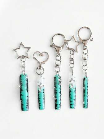 Anime 3pcs Cute Cat Ear, Heart, Star Shaped Keychains; Y2K Lolita Acrylic Black & Red Contrast Bag Charms; Original Design Star, Cross, Bow Backpack Clips, Versatile High-End Accessories