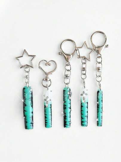 Anime 3pcs Cute Cat Ear, Heart, Star Shaped Keychains; Y2K Lolita Acrylic Black & Red Contrast Bag Charms; Original Design Star, Cross, Bow Backpack Clips, Versatile High-End Accessories