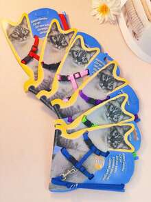 1pc Cat Harness And Leash, H-Style Cat Walk Strap Chest Collar For Pet Cat - Multicolor - View 4