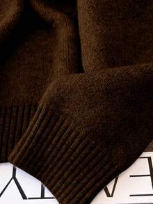 Franclia Loose Fit Women's Beaded Hollow-Out Raglan Sleeve Sweater - Coffee Brown - View 3