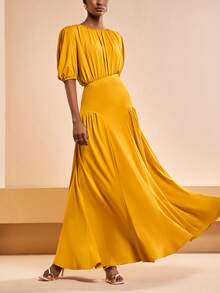 Zivah 2026春夏新品上市 音乐节、复活节、圣帕特里克节、情人节、约会、西部风、游牧风、生日派对、毕业典礼、大学、学生、日常休闲、基础款、休闲、度假、邮轮、海滩、日光浴、爆款、街头风、婚礼宾客、波西米亚风、通勤、早午餐、机场、派对、假日郊游、办公室着装 黄色荷叶边长裙 - 黃色 - 查看 8