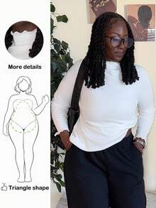 Truni Camiseta de manga larga de ajuste ceñido con cuello alto y forro térmico grueso, para mujer de talla grande, uso en otoño/invierno - Blanco - Ver 1