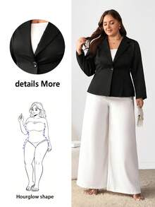 Enliva Ry2ky Plus Size Women's Fall Clothes Frenchy New Style Fashion Casual Commuting Elegant Workplace Work Back To School Clothes Teacher Clothes Business Professional Pride Outfits Black Top Business Casual Plus Overalls Going Out Tops Black Blazers, For Apple Rounded Body Shape - Black - View 1