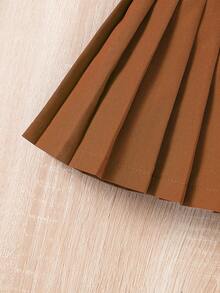 Souflis Souflis Infant/Baby GirlSolid Color Pleated Skirt, New Stylish & Comfortable Outdoor Classic Minimalist Design - Brown - View 4