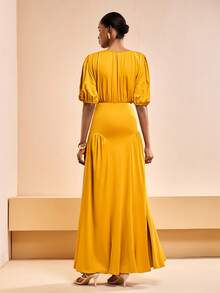 Zivah 2026春夏新品上市 音乐节、复活节、圣帕特里克节、情人节、约会、西部风、游牧风、生日派对、毕业典礼、大学、学生、日常休闲、基础款、休闲、度假、邮轮、海滩、日光浴、爆款、街头风、婚礼宾客、波西米亚风、通勤、早午餐、机场、派对、假日郊游、办公室着装 黄色荷叶边长裙 - 黃色 - 查看 3