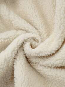 INAWLY Áo khoác ngắn có khóa kéo bằng vải Sherpa giả màu kem phong cách Mỹ cổ điển thời trang dành cho bé gái - trắng - Xem 4