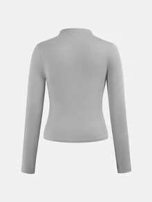SHEIN Conjunto de 3 blusas casuais de malha com gola alta e manga comprida para meninas pré-adolescentes, modelo básico para sobreposição de peças no outono/inverno, nas cores preto, cinza escuro e cinza espartilho. - Cinza - Ver 8