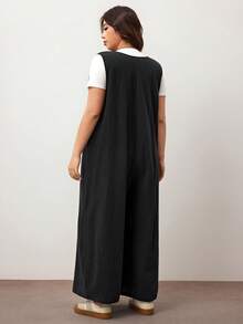 Enliva 大码女式阔腿连体裤，前系带带口袋，宽松版型，适合苹果型圆臀身材/2026/新年