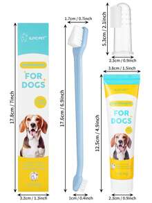 PETSIN Kit de cuidado oral para perros - Contiene pasta de dientes para perros, cepillo de dientes de doble cabezal, cepillo de dedo de silicona - (40 ml) ¡Aliento fresco, encías saludables! - Blanco - Ver 6