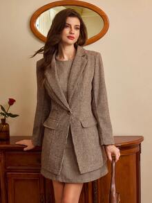 Vintamour Women 2 Pieces Vintage Elegant Dress Blazer Set Casual Outfits Two Pieces Set Women 2 Pieces Sets Ladies Business Casual Woman Wedding Guest Dress Women 2 Pieces Set Women Elegant Dresses For Women Office Outfits For Women Winter Clothes For Women Work Outfits For Women Work Clothes Women Winter Clothes For Women Women's Winter Clothes Christmas Outfit For Women Christmas Clothes New Year Clothes New Year Outfit Thanksgiving Outfit