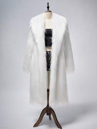 Grunge Punk Chaqueta larga y oversize de piel sintética estilo Y2K