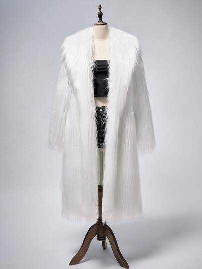 Grunge Punk Y2K Faux Fur Oversized Long Jacket